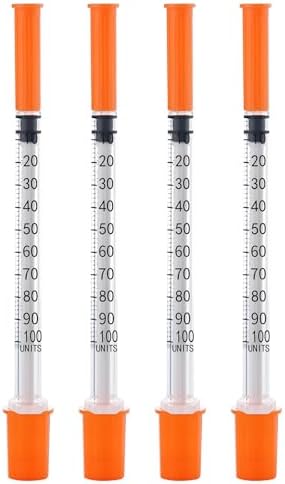 1ml Syringes 30G x 1/2" 12.7mm Disposable Lab Syringe with Caps, 100 Pack