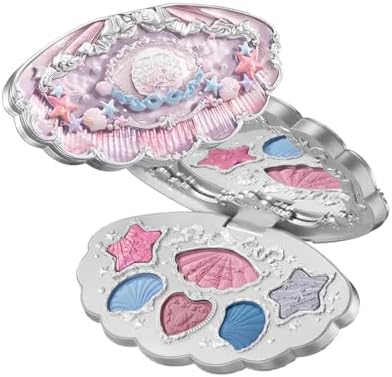 Amazon.com : Flower Knows Shell's Jewel 6-Color Makeup Palette,Eyeshadow,Blush,Highlighting & Contour All-in-One Face Makeup Palette with 4 Matte+2 Shimmer Pink & Blue Shades(S02 Mermaids Tears,0.23 Oz)