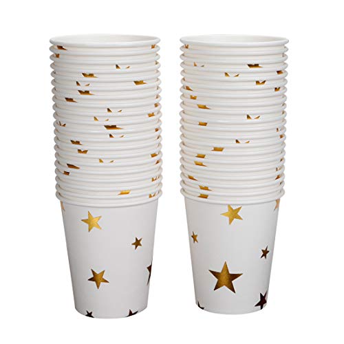 Geeklife 9oz Gold Stars Paper Party Disposable Cups, 40ct