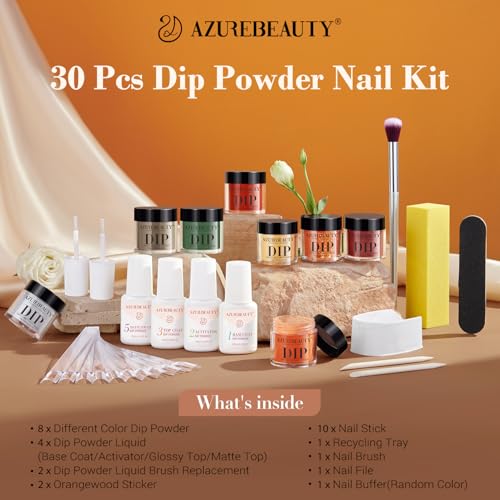 30 Pcs Dip Nails Powder Starter Kit DROPS TO (Color: A1-Glitter Amber set only) - image 7