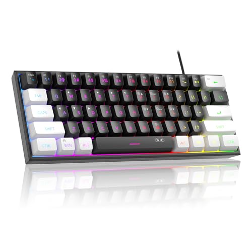 Image of MageGee TS91 Ergonomic Waterproof Mechanical Feeling Office Computer KeyboardMini 60% Gaming Keyboard,RGB Backlit 61 Key Ultra-Compact Keyboard, for Pc,Mac,Ps4,Xbox One Gamer,Wired(Black&White)