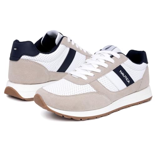 Nautica Men'S Casual Lace-Up Fashion Sneakers Oxford Comfortable Walking Shoe-Outfall Perf-White-12 thumb #5