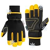HODUP Insulated Synthetic Leather Winter Work Gloves - 3M Thinsulate, Fleece-Lined, Water-Resistant, Knitted Cuffs