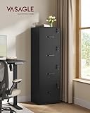 VASAGLE File Cabinet, Filing Cabinet for Home Office, Printer Stand, with 4 Lockable Drawers, Adjustable Hanging Rails, for A4 and Letter-Size Files, Ink Black OFC082B02 - Image 2
