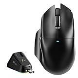 MAMBASNAKE x Attack Shark V6 Kabellose Gaming-Maus mit Magnet-Ladestation, 65 g Leichtgewicht, PAW3311 Sensor, 25.000 DPI, BT/2.4G/USB-C, 100 Mio. Klicks, 500mAh Akku für Rechtshänder-Schwarz