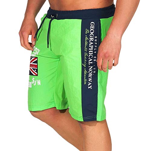 Geographical Norway Herren Badeshorts Quodesh mit Patches Knielang Flashy Green L