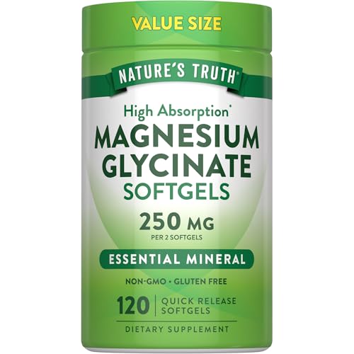 Natures Truth Magnesium Glycinate 250mg | 120 Softgels | High Absorption