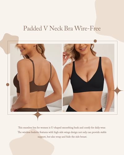 Image of Deep V Bra Wireless Sexy Push Up Bralette Padded Seamless Jelly Bra