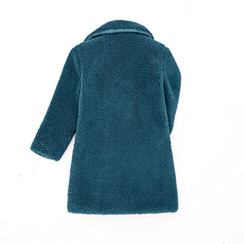 Girls Faux Fur Trench Coat Lapel Plush Fleece Winter Jacket Fashion Warm Fluffy Fuzzy Outwear Pockets Soft Comfy Coat4