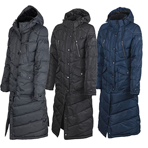Lazura - Winter Reitmantel Sophia für Damen | wasser- & windabweisend | wattierter Damen Wintermantel | atmungsaktiver Steppmantel | Reitbekleidung in Asphalt | Größe L