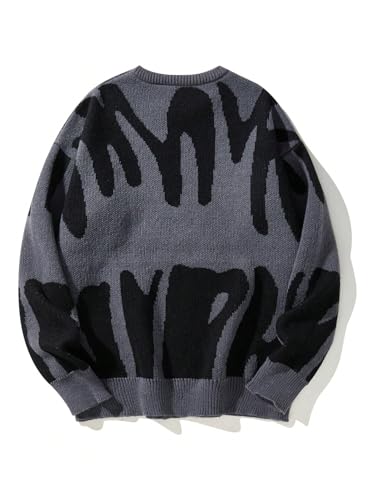 Men's Graphic Sweater Gothic Crew Neck Long Sleeve Knitted Pullover Top Fall Outfits2