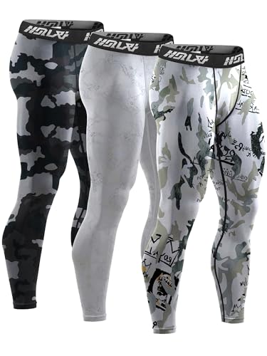 Holure 3 Pack Men's Compression Pants, Athletic Workout Running Leggings for Men, Sports Base Layer Thermal Tights