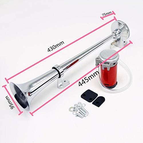 Bocina de coche cromada de 430 mm con compresor eléctrico de 12 V y 150 db 6
