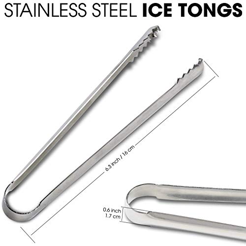 Dugato Ice Tongs, 2Pcs Small Tongs 6.3 Inch Stainless Steel With Sharp Teeth Make Grabbing Ice Easy thumb #1