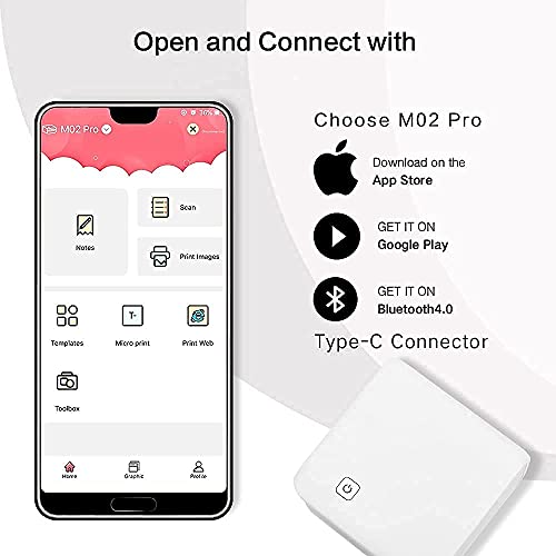 M02 Sticker Printer - Inkless Bluetooth Pocket Printer, 2" Mini Photo Printer With 3 Rolls White Thermal Sticker Paper，Hd Sticker Maker Machine Printer For Diy, Fun, To Do List #TOP2