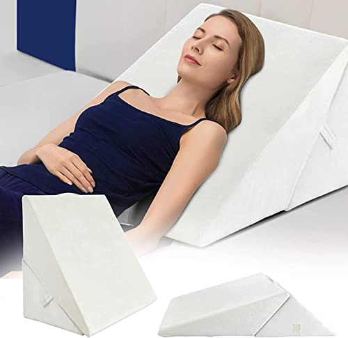 COSTWAY Cuscino a Cuneo per Letto e Divano, Cuscino da Lettura Relax, per Gambe Schiena e Ginocchio, con Fodera Lavabile (Bianco)