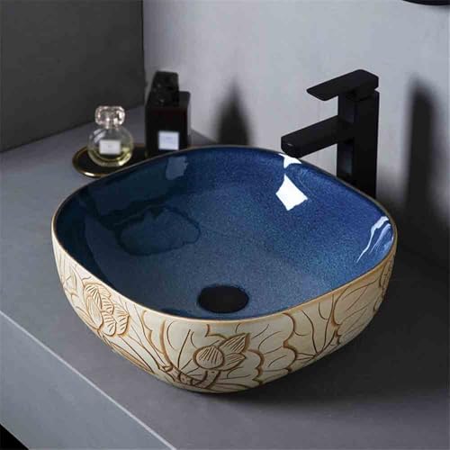 Lavabo carré rond à poser vasque en céramique blanche avec ses accessoires - 4