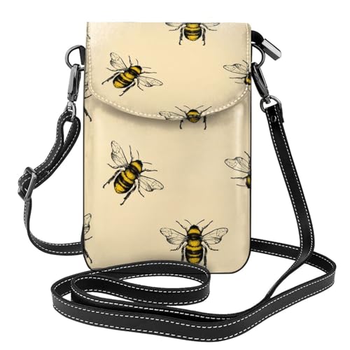 Sac à bandoulière pour téléphone portable Honey Bee en cuir noir