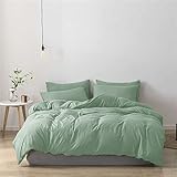 Treeflyheart 掛け布団カバー 布団カバー ポリエステル100% 8ヶ所ひも付 吸水速乾 抗菌・防臭 クイーン・グリーン・210x210cm