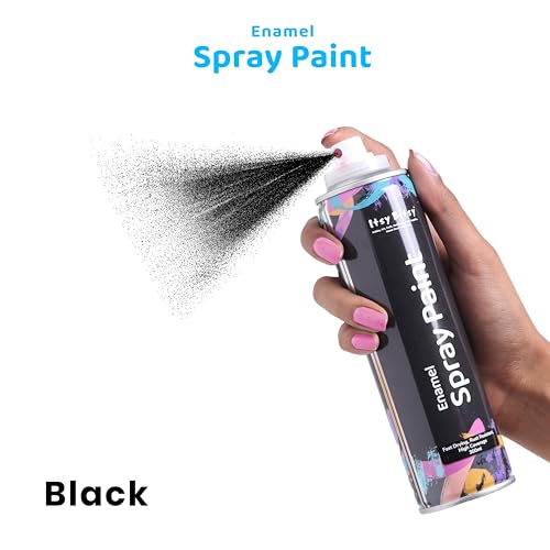 Image of Itsy Bitsy Spray Paint Glossy Black - 300ml | Multi-Surface Quick Drying Spray Paint for Metal, Wood, Plastic, Wall & DIY Craft Projects