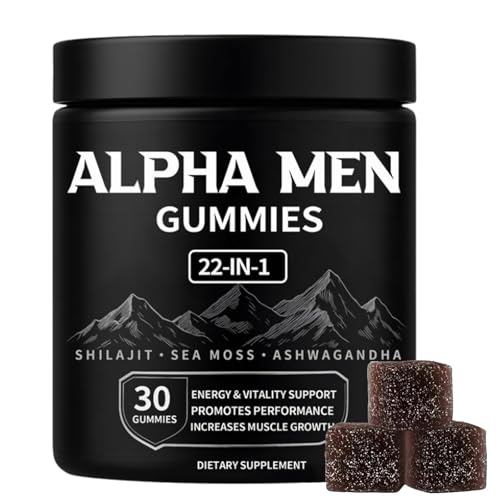 Alpha Gummies for Men - 22 in 1 Gummies with Pure Shilajit | Sea Moss | Ashwagandha | Organic Manuka Honey + 19 More Ingredients, Help Support Daily Energy, Drive & Active Performance, 30 Gummies
