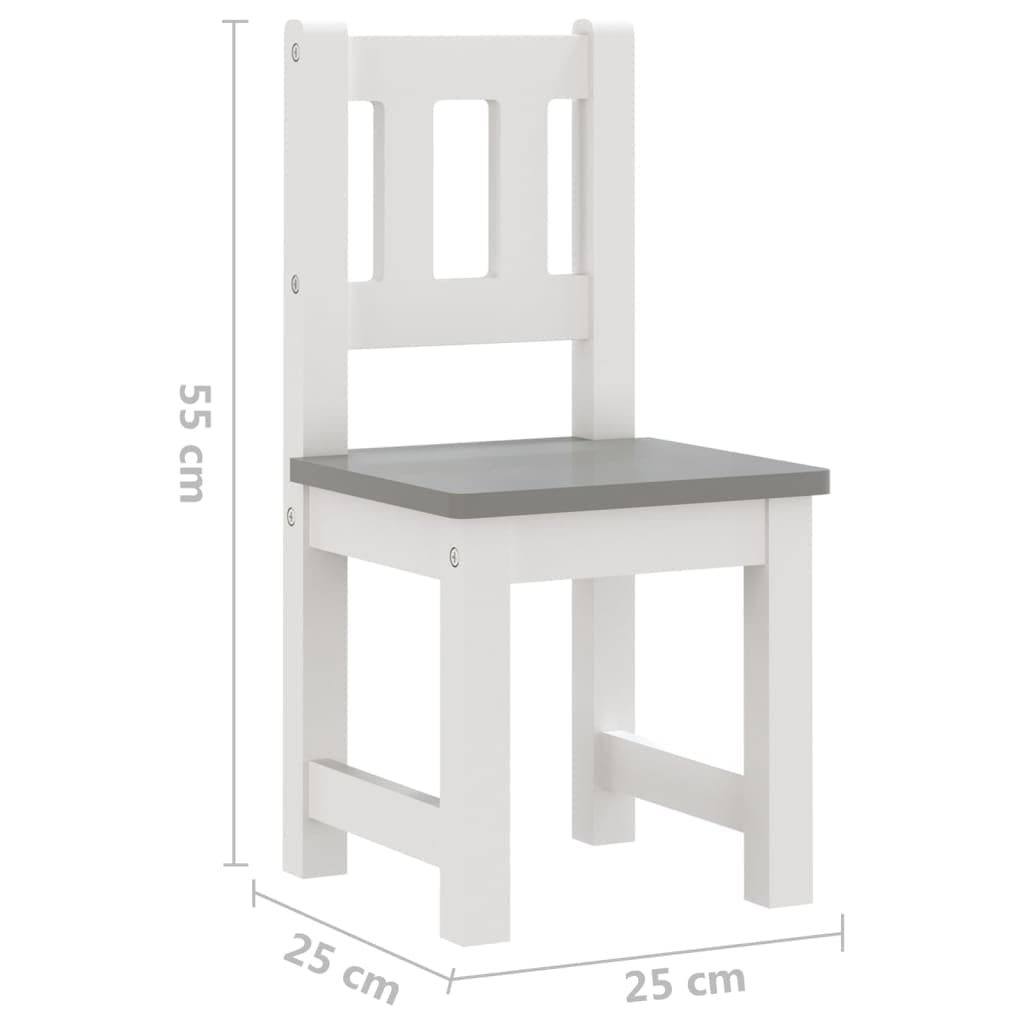 Generico Set Tavolo e Sedie per Bambini 4 Pezzi Bianco e Grigio in MDF,Mobili per Bebè e Bimbi,Set di mobili per Bebè e bimbi-10411