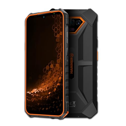 Smartphone Hammer Iron V sans contrat Robuste, étanche, Double SIM, Batterie puissante 6320 mAh, caméra 50 Mpx avec capteur de Vision Nocturne Orange ​