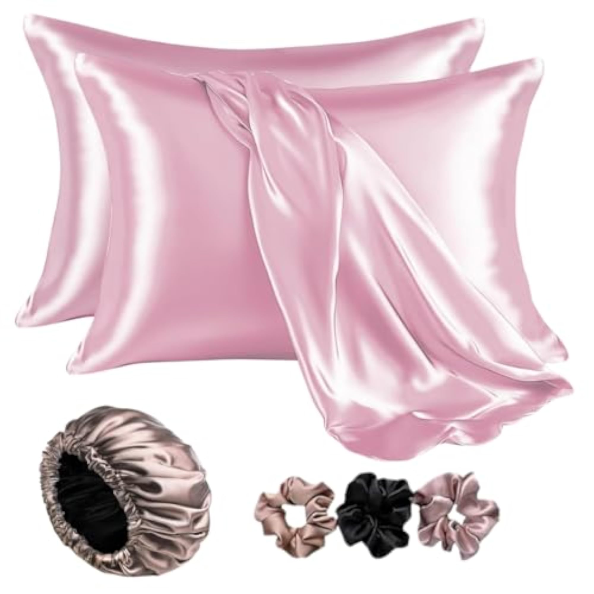 Satin Bonnet for Curly Hair with Silk Pillow Covers