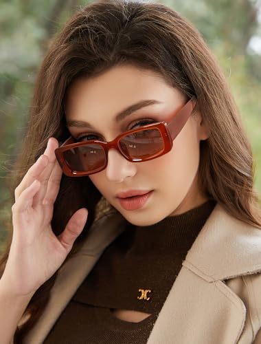 Image of Veda Tinda Vision Rectangle Sunglasses Men Tinted Polarized Big Square Retro 90s Vintage y2k Glasses for Women UV Protection