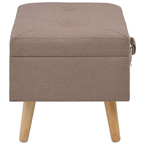 Banc de coffre moderne en tissu marron et finitions bois véritable