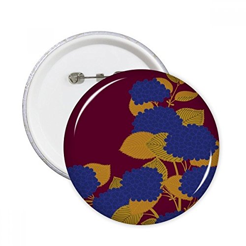 Pins rond bleu peinture japonaise XXL bouton d'insigne fleur d'or