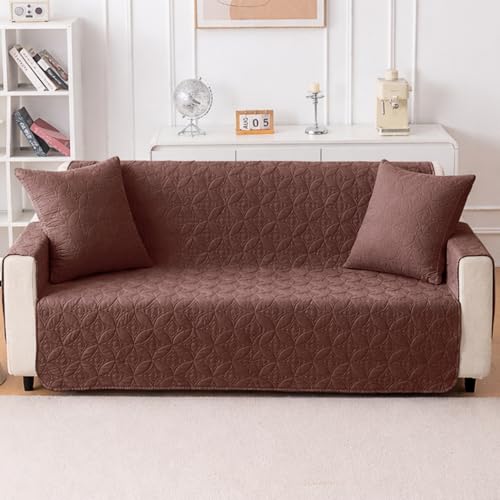 Image of HOKIPO 100% Leakproof Quilted Cushion Cover for Sofa 22x22 Inches, Set of 2, Chocolate Brown (AR-6281-BR*2)