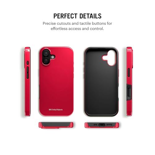 Image of DailyObjects Polycarbonate Enamel Bumper Magsafe Case For iPhone 16 Compatible With Mag-Safe Wireless Charging | Red Hybrid Magnetic Back Cover