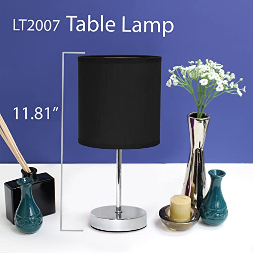Simple Designs Lt2007-Blk Chrome Mini Basic Table Lamp With Fabric Shade, Black #TOP1