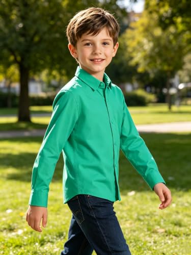 Image of DHTS Boys' Dress Shirts Toddle Boy Long Sleeve Uniform Shirt for Kids