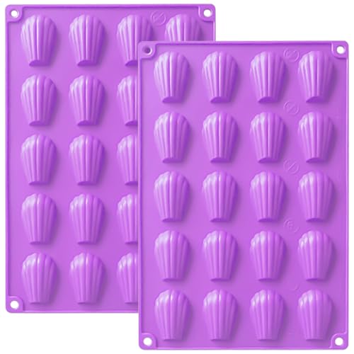 YXHZVON 2 Pièces Mini Moule Madeleine Silicone, 20 Cavités Antiadhésifs Moule à Madeleine，Mini Moule Madeleine Silicone pour Madeleine, Biscuits,...