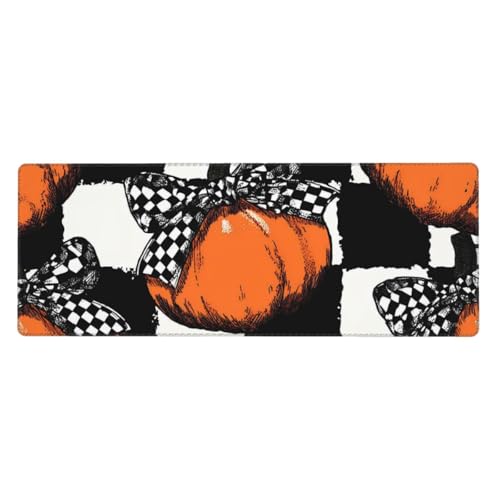 Tapis de souris citrouille rouge 80 x 30 cm grand tapis de bureau antidérapant en caoutchouc
