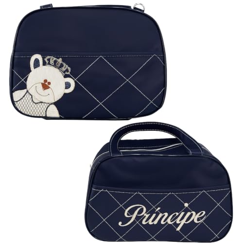 Bolsa Maternidade 2 peças - Grande + Média - Impermeavel - Bebê - Recém-Nascido - Saída Maternidade-Kit -Menina/Menino - Térmica (Marinho)