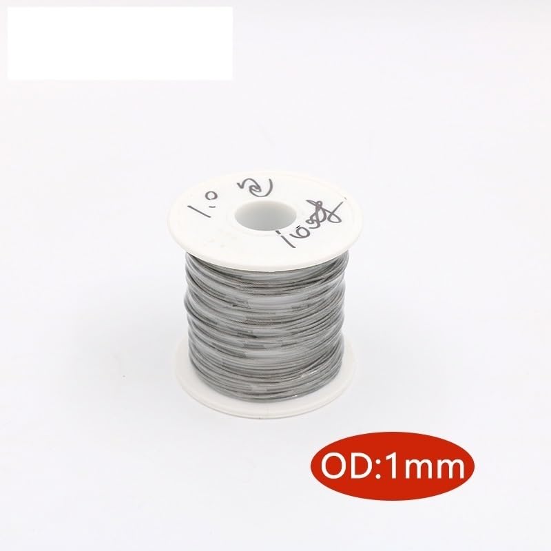 Cavo Acciaio 100 Metri di Corda PVC Rivestito Trasparente Cavo In Acciaio Inox 304 Stendibiancheria Diametro(Diameter 1mm,100M)