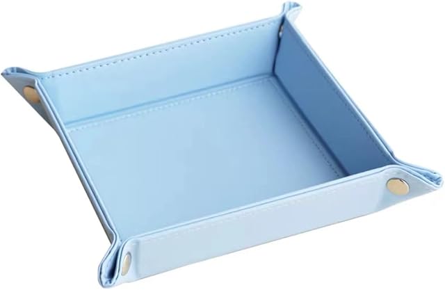 Leather Tidy Tray PU Leather Square Tray Bedside Organiser Jewellery Valet Tray Desk Storage Plate for Key Coin Trinket Phone Jewelry Wallet