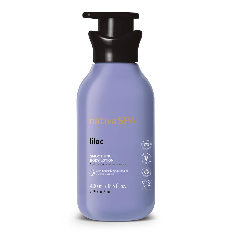 O Boticário Nativa SPA Lilac Loción Corporal para Mujer, Crema Hidratante Perfumada con Gotas de Quinoa y Bioretinol, Hidratación Profunda para Piel Seca, 400 ml