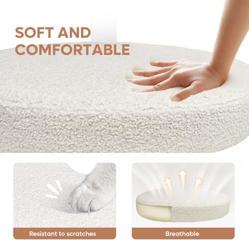 Ergonomic Cross Legged Chair, 360° Swivel Meditation Chair with Wheels, Height Adjustable Seat for ADHD, Strong Lumbar Support, Chic Home Office Furniture, Teddy Fabric, Off White