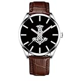 WYPAN Orologio al Quarzo Vichingo da Uomo,Cinturino in Pelle Fatto a Mano con Grafica Hammer di Norse Thor,Regali di Anniversario Classici Vintage,Marrone