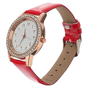 Veemoon Damen Glitzer Armbanduhr mit PU-Lederarmband