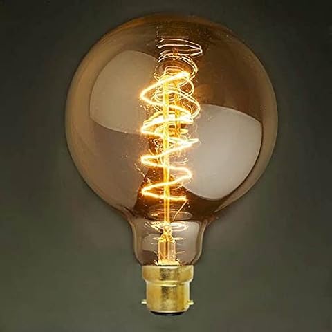 ONEPRE G125 Globe Style Vintage Edison Light Bulb BC B22 Bayonet 40W Dimmable Spiral Retro Decorative Filament Light Bulb Cover
