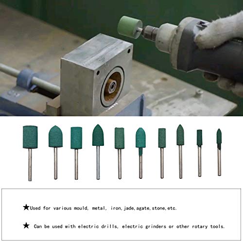 Heymous Rubber Polishing Bits Polishing Drill Bit Green Buffer Abrasive Bits Metal Polish Tips Rotary Tool Accessories 3 Mm Mandrel Bullet Cylinder Shape 20 Pieces thumb #5
