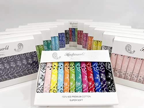 Bandanas Gift Set 12 Pack Soft Thin Handfeel Cotton Bandanna Scarf for men
