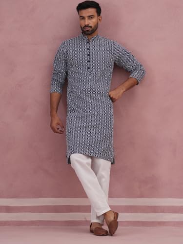 Image of Jompers Floral Embroidered Kurta With Churidar (Blue, L)