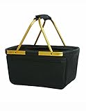 Faltbar Halfar Shopper Black basket Tasche Einkaufstasche Korb Beutel Einkaufsbeutel Einkaufskorb, Farbe:GOLD, Größe:45 x 25 x 25 cm