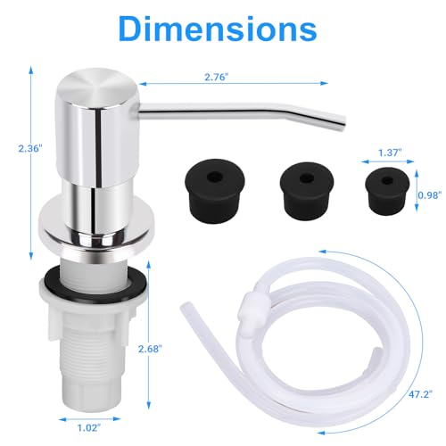 Image of Soap Dispenser Kitchen Sink, Sink Soap Dispenser, 47 inch Extension Tube kit, Dish Soap Dispenser Pump, No Need More Refills (Chrome)
